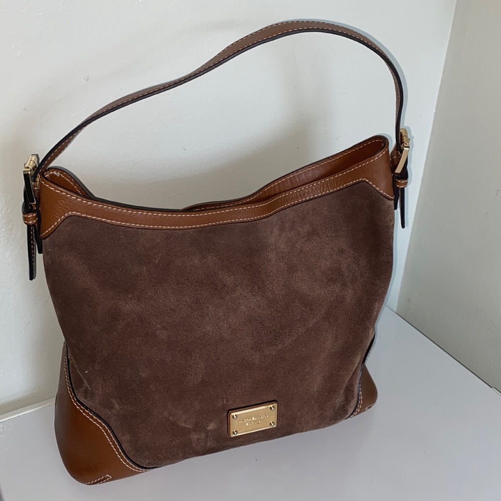 Michael Kors. 'jet Set' Code: B-1206 Taupe Brown Suede Leather Tote.